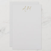 Gouden Kleur Monogram Beginletters Calligraphy Pro Briefpapier (Voorkant / Achterkant)