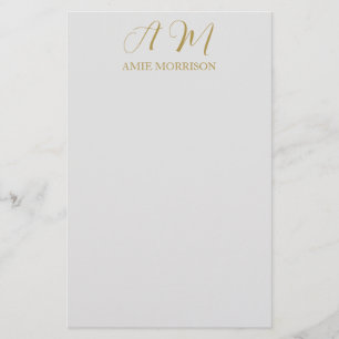 Gouden Kleur Monogram Initiaal Naam Calligrafie Briefpapier