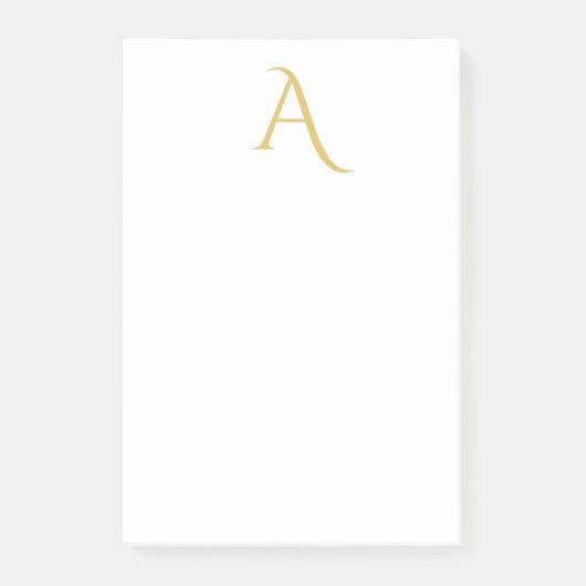Gouden Kleur Monogram Initiaal Professioneel Wit Post-it® Notes (Voorkant)