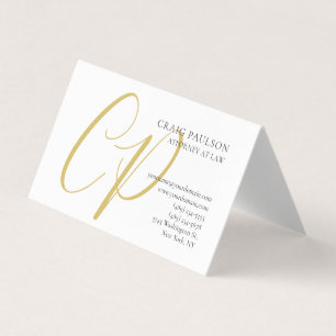 Gouden Kleur Monogram Jurist Advocaat Minimalistis Visitekaartjes