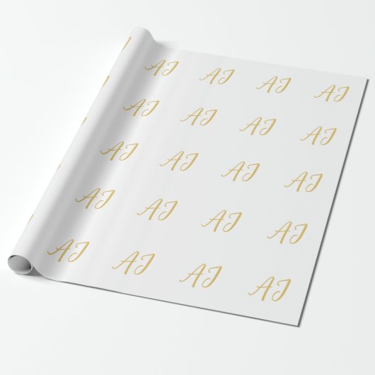Gouden Kleur Monogram Professioneel Klassiek Initi Cadeaupapier (Uitgerold)