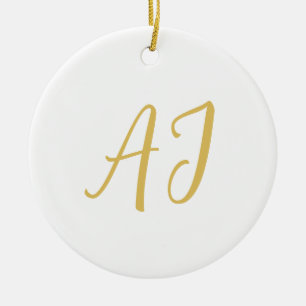 Gouden Kleur Monogram Professioneel Klassiek Initi Keramisch Ornament