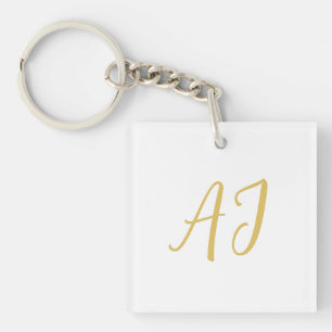 Gouden Kleur Monogram Professioneel Klassiek Initi Sleutelhanger