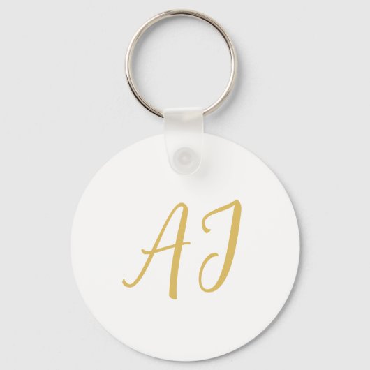 Gouden Kleur Monogram Professioneel Klassiek Initi Sleutelhanger (Voorkant)