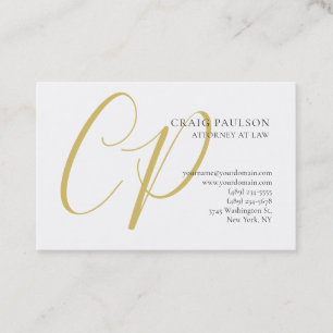 Gouden Kleur Monogram Rechtsgeleerde Advocaat Mini Visitekaartje