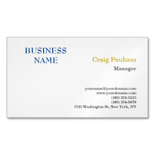 Gouden Kleur Naam Blauw Wit Minimalistisch Modern Magnetisch Visitekaartje