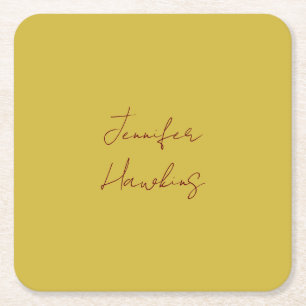 Gouden kleur professioneel gewoon handschrift vierkante kartonnen onderzetter