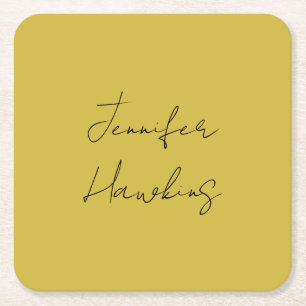 Gouden kleur professioneel gewoon handschrift vierkante kartonnen onderzetter