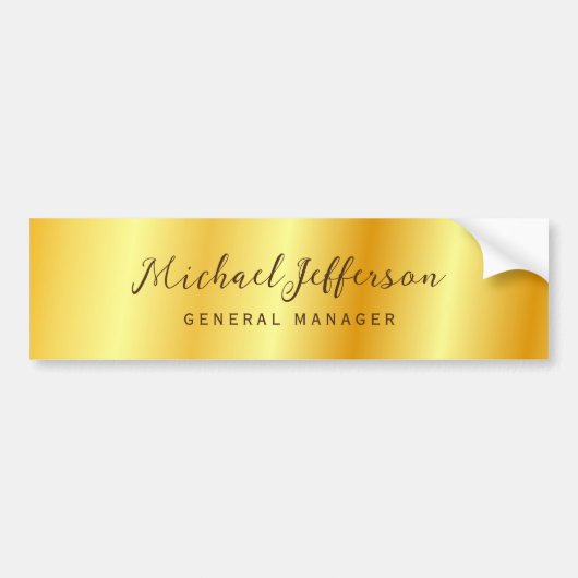 Gouden Kleur Professionele Handgeschreven Script Bumpersticker (Voorkant)