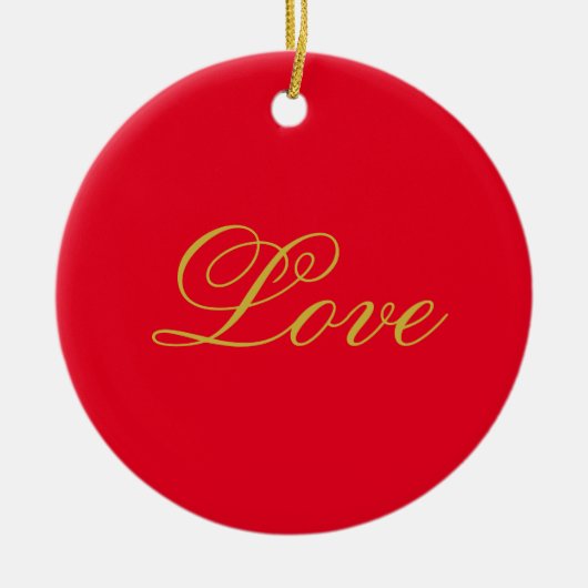 Gouden Kleur Schrift Rode Liefde Huwelijk Calligra Keramisch Ornament (Voorkant)