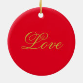 Gouden Kleur Schrift Rode Liefde Huwelijk Calligra Keramisch Ornament (Achterkant)