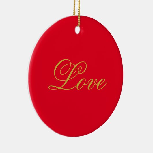Gouden Kleur Script Rood Liefde Bruiloft Kalligraf Keramisch Ornament (Rechts)