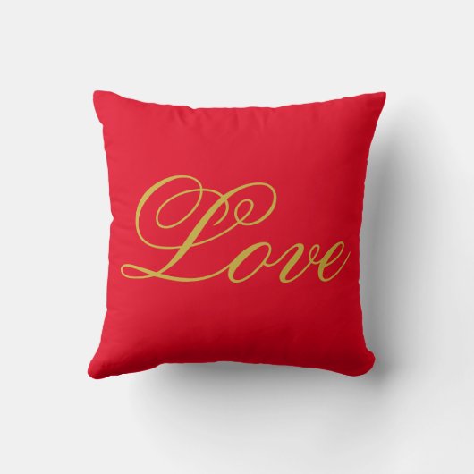 Gouden Kleur Script Rood Liefde Bruiloft Kalligraf Kussen (Achterkant)