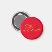 Gouden Kleur Script Rood Liefde Bruiloft Kalligraf Magneet (Voorkant / Achterkant)