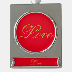 Gouden Kleur Script Rood Liefde Bruiloft Kalligraf Verzilverd Banner Ornament