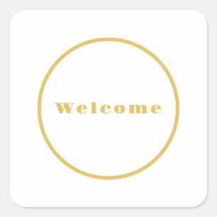 Gouden Kleur Welkom Party Minimalistische Professi Vierkante Sticker