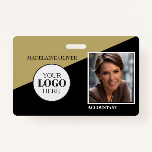 Gouden kleur Wit Medewerker ID Foto Logo Badge (Voorkant)