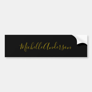 Gouden Kleur Zwart Modern Minimalistisch Handgesch Bumpersticker