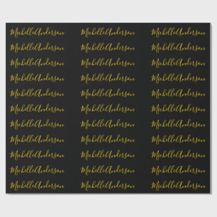 Gouden Kleur Zwart Modern Minimalistisch Handgesch Cadeaupapier