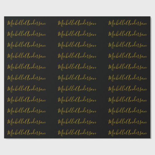 Gouden Kleur Zwart Modern Minimalistisch Handgesch Cadeaupapier (Vlak)