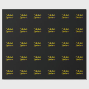 Gouden Kleur Zwart Modern Minimalistisch Handgesch Cadeaupapier