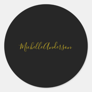 Gouden Kleur Zwart Moderne Minimalistische Handwri Ronde Sticker