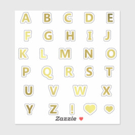 Gouden Kleuren Letters Monogram Sticker Pack Alfab