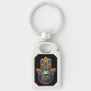 Gouden Kleurrijke Hamsa Turquoise Saffier Derde Oo Sleutelhanger