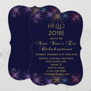 Gouden kleurrijke vuurwerk oudejaarsavond kaart