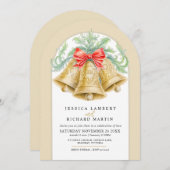 Gouden klokken boog waterverf boog kerst bruiloft kaart (Voorkant / Achterkant)