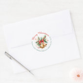 Gouden klokken met rode boog kerstretour adres ronde sticker (Envelop)