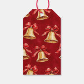 Gouden klokken rood lint Kerstmis Cadeaulabel (Achterkant)
