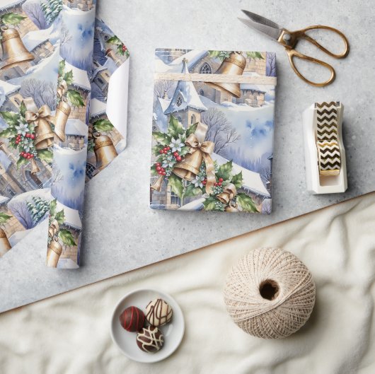 Gouden klokken van kerstdag cadeaupapier (Crafts)