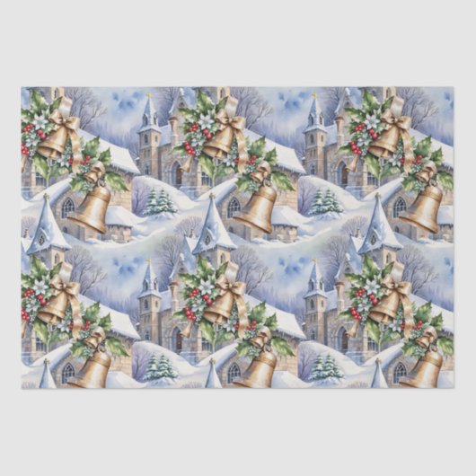 Gouden klokken van kerstdag tissuepapier (Voorkant)