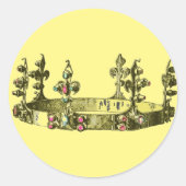 Gouden koninklijke kroon ronde sticker (Voorkant)