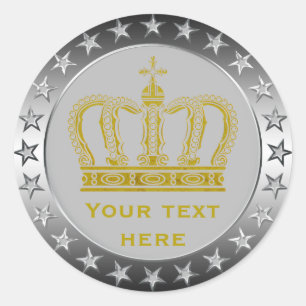 Gouden Koninklijke Kroon + uw backgr. & ideeën Ronde Sticker