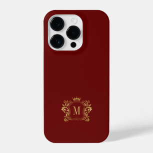 Gouden koninklijke rollen en een kroon monogram iPhone 14 plus hoesje