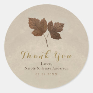 Gouden Koperen Herfstbladeren Elegant Aangepaste F Ronde Sticker