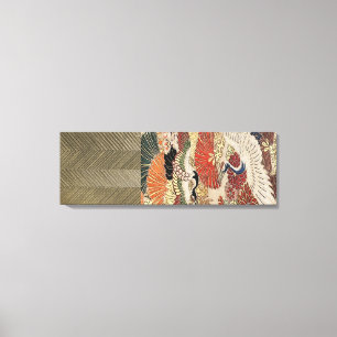 Gouden kraan op Zijde Tapestry Canvas Afdruk