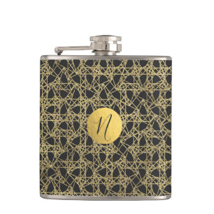 Gouden krabbel Gouden moderne glamour unieke monog Heupfles