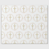 Gouden krans kerstmis inpakpapier met christelijk (Vlak)