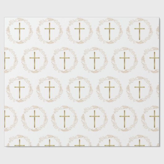 Gouden krans kerstmis inpakpapier met christelijk  (Vlak)