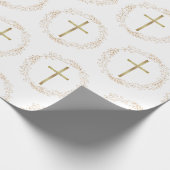 Gouden krans kerstmis inpakpapier met christelijk (Hoek)