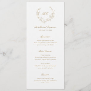 Gouden krans monogram elegante bruiloft menu