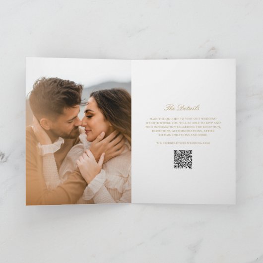 Gouden Krans Monogram QR Code Elegant Huwelijk (Binnen)