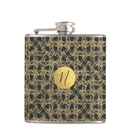 Gouden kras Gouden Moderne Glamour Uniek Monogram Heupfles (Voorkant)