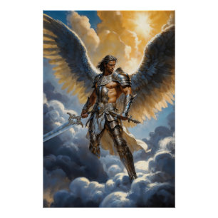 Gouden Krijger van de Hemel Aartsengel Michaël Perfect Poster