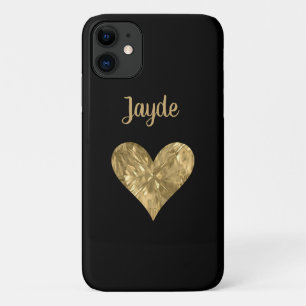 Gouden Kristal Gepersonaliseerde Hart Mobiele Tele iPhone 11 Hoesje