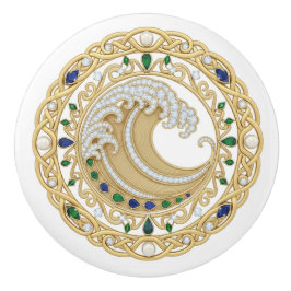 Gouden Kristal Oceaan Grote Golf 2D grafische edel Keramische Knop