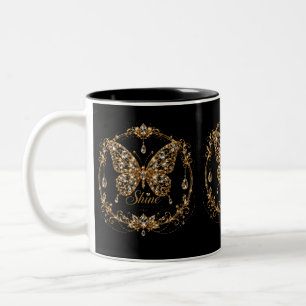 Gouden Kristal Vlinder Schitterende Luxe Sieraden Tweekleurige Koffiemok
